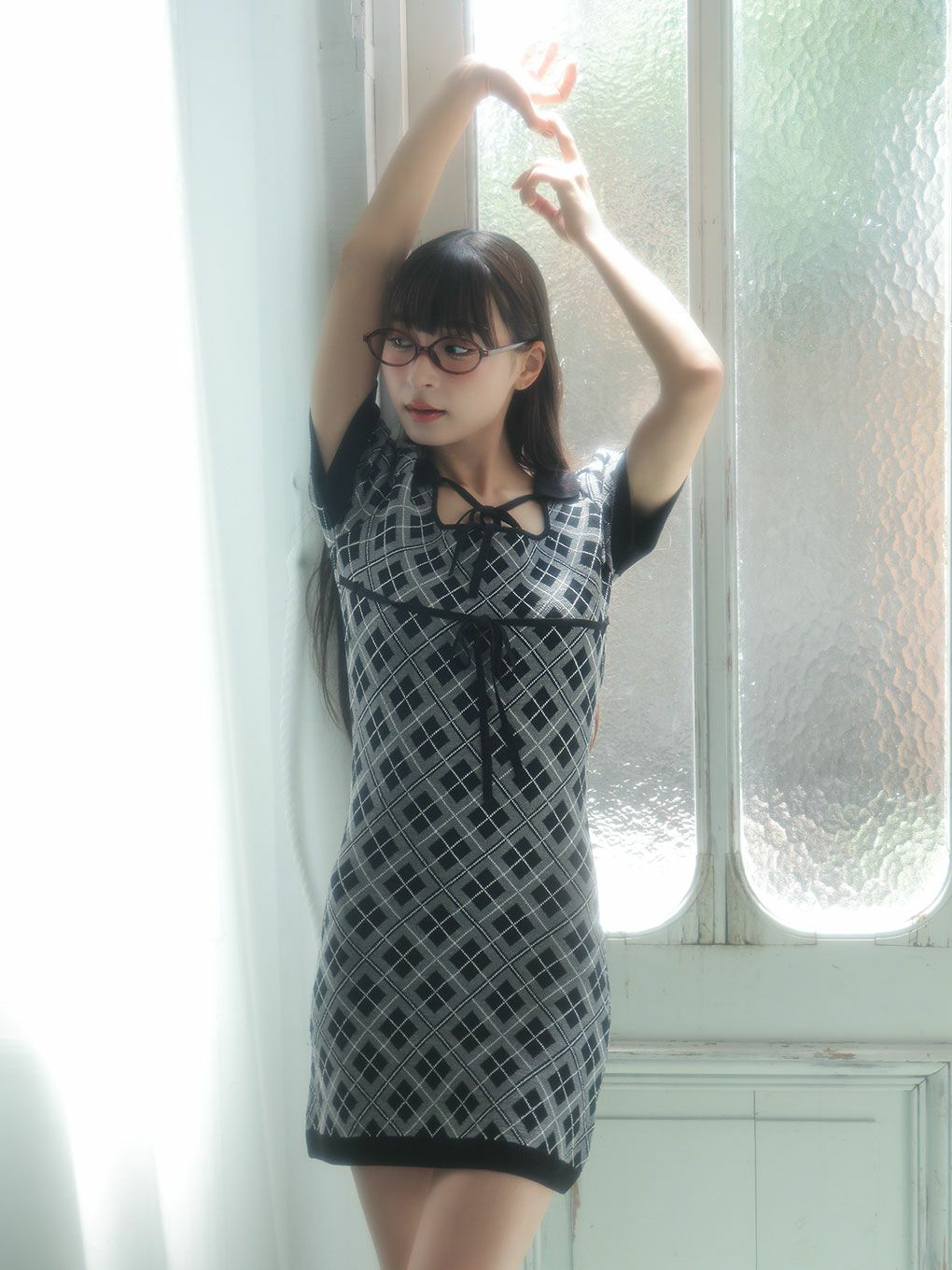 【BUBBLES】チェックリボンワンピース