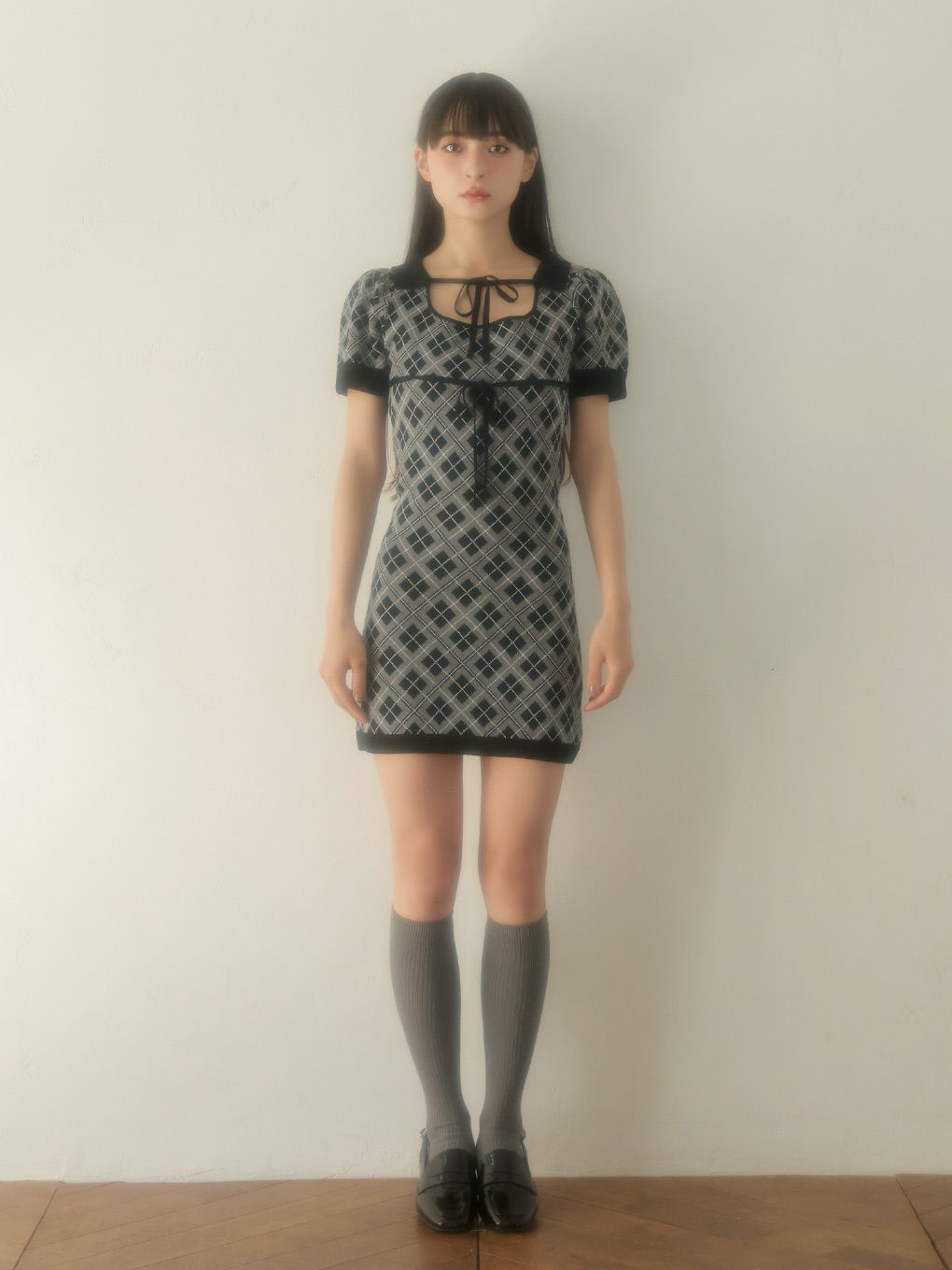 【BUBBLES】チェックリボンワンピース