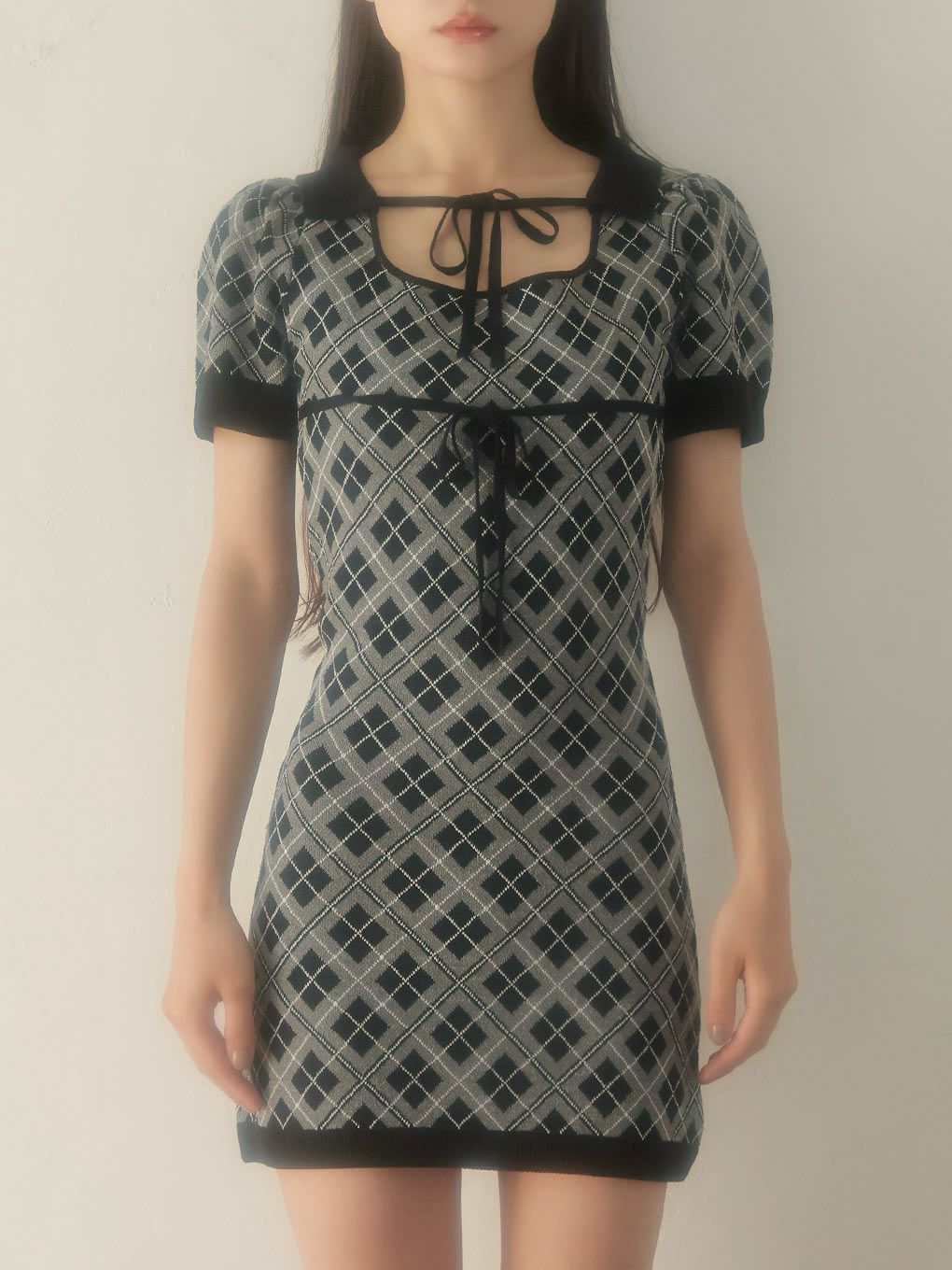 【BUBBLES】チェックリボンワンピース