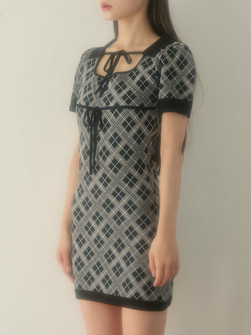 【BUBBLES】チェックリボンワンピース