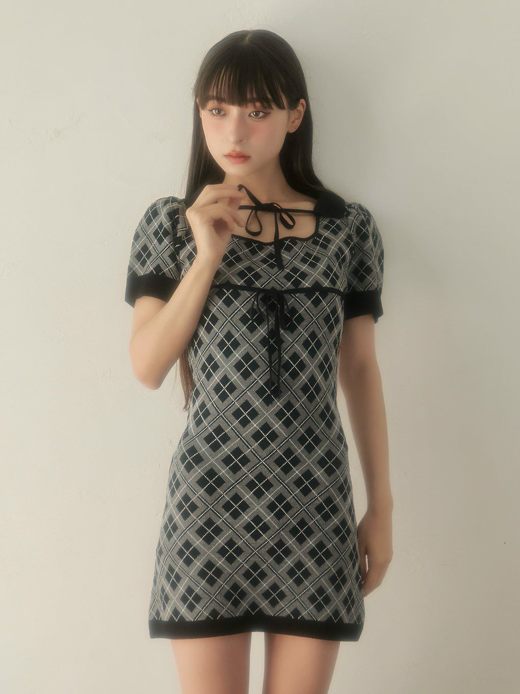 【BUBBLES】チェックリボンワンピース