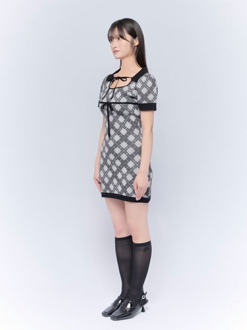 BUBBLES リボンチェックアンサンブル BUBBLES】リボンニットアンサンブル | sparkling mall online store