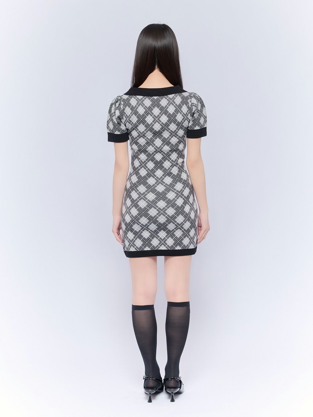 bubbles ダブルリボンシアーチェックワンピース BUBBLES バブルス ダブルリボンシアーチェックワンピース グレー M