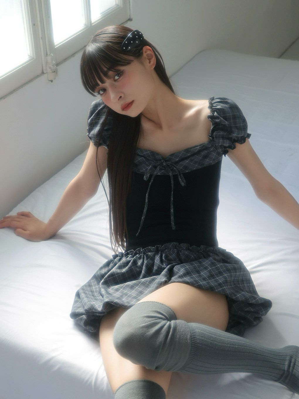 【BUBBLES】バルーンチェックワンピース