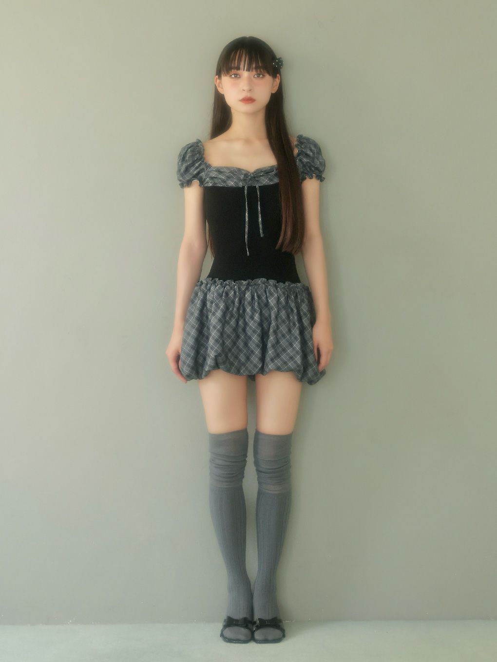 【BUBBLES】バルーンチェックワンピース