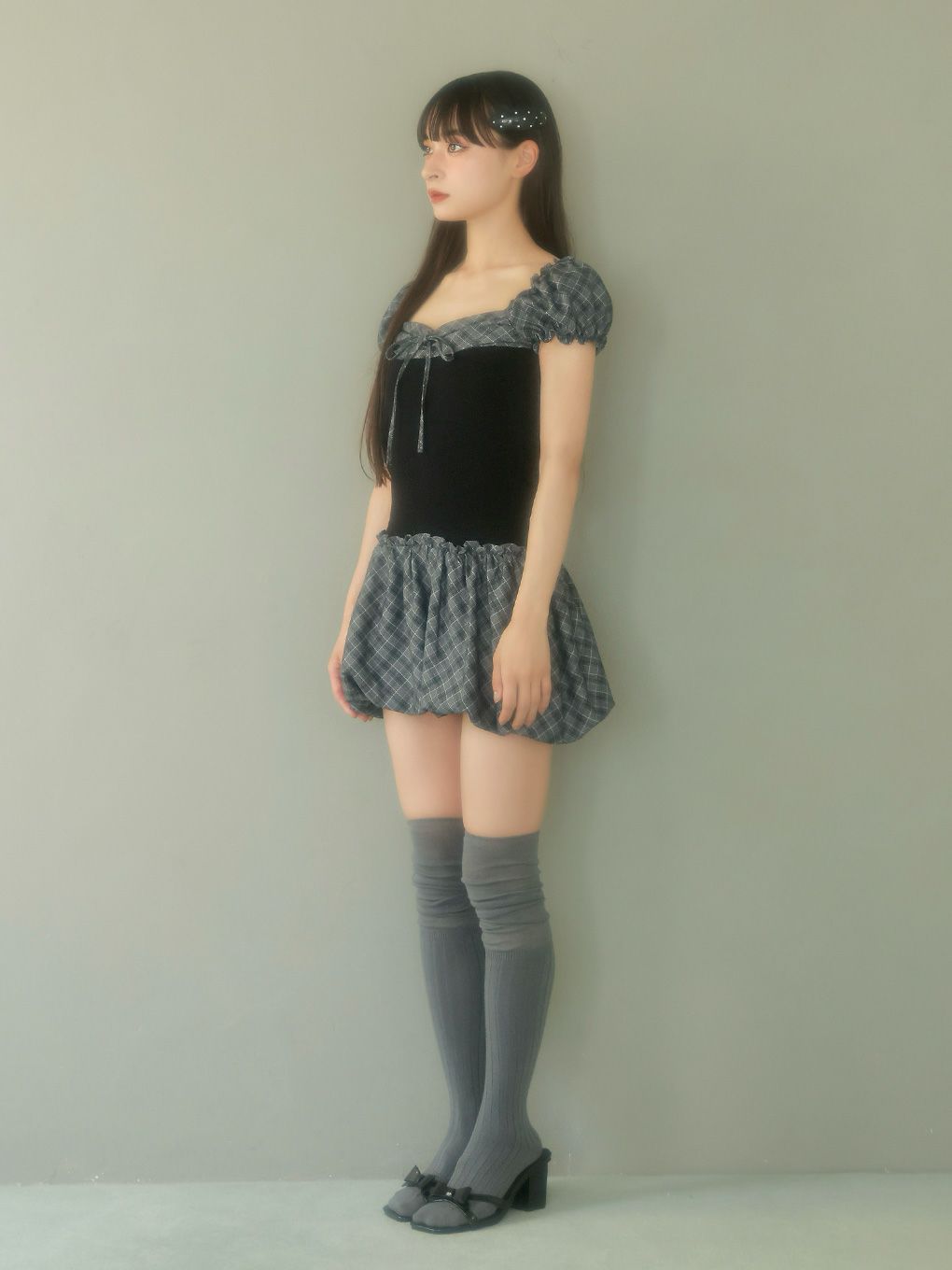 【BUBBLES】バルーンチェックワンピース