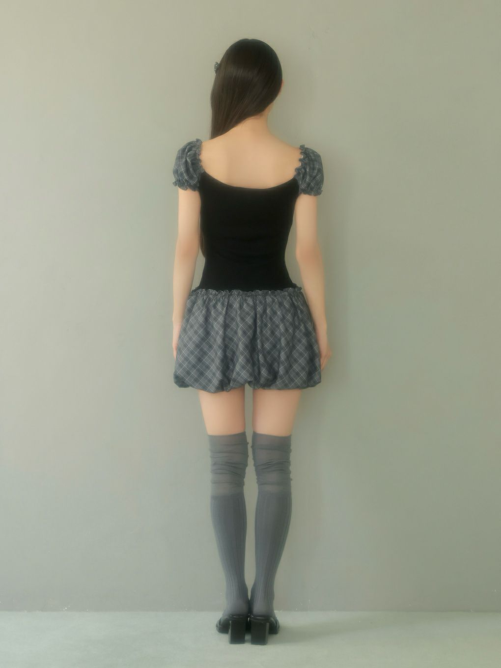 【BUBBLES】バルーンチェックワンピース