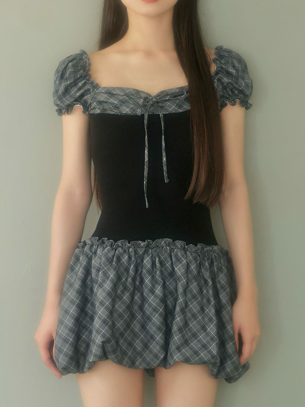 【BUBBLES】バルーンチェックワンピース