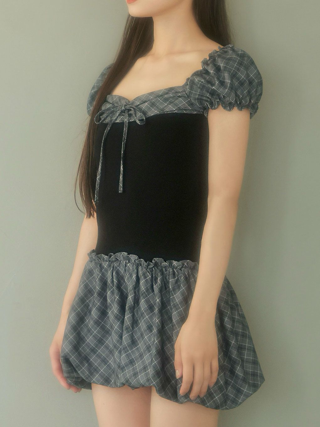 【BUBBLES】バルーンチェックワンピース