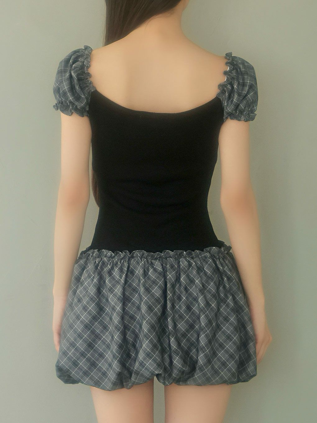 【BUBBLES】バルーンチェックワンピース