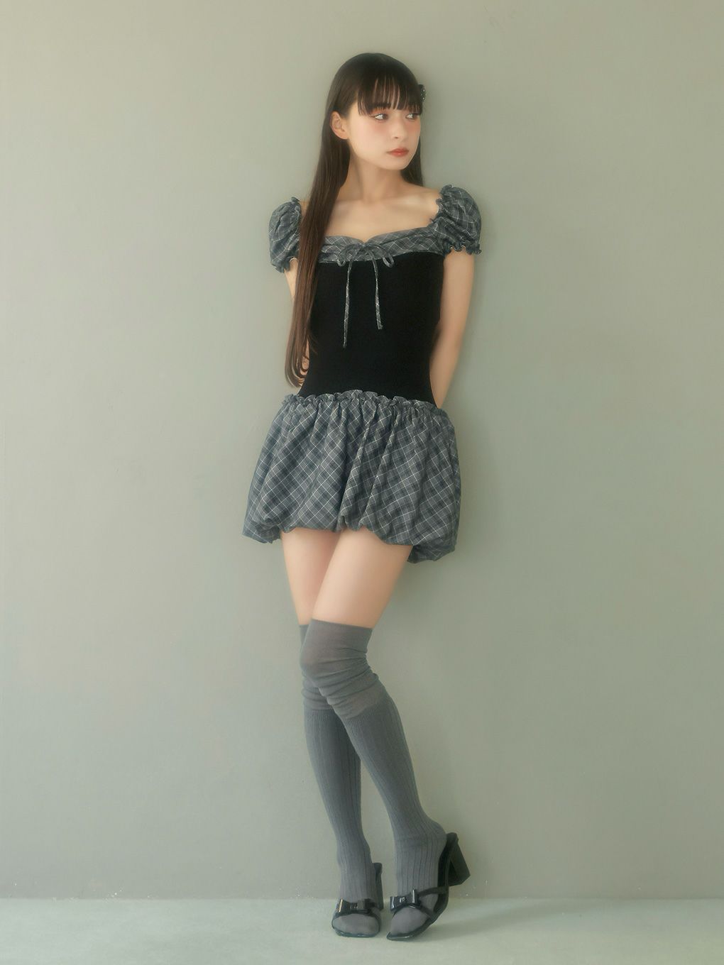 【BUBBLES】バルーンチェックワンピース