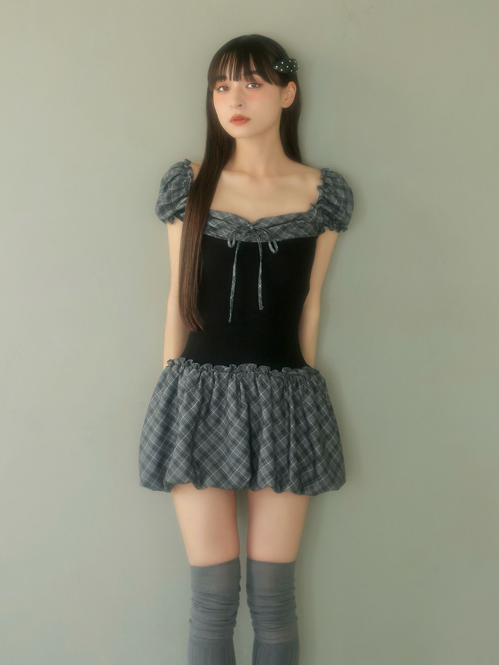 【BUBBLES】バルーンチェックワンピース