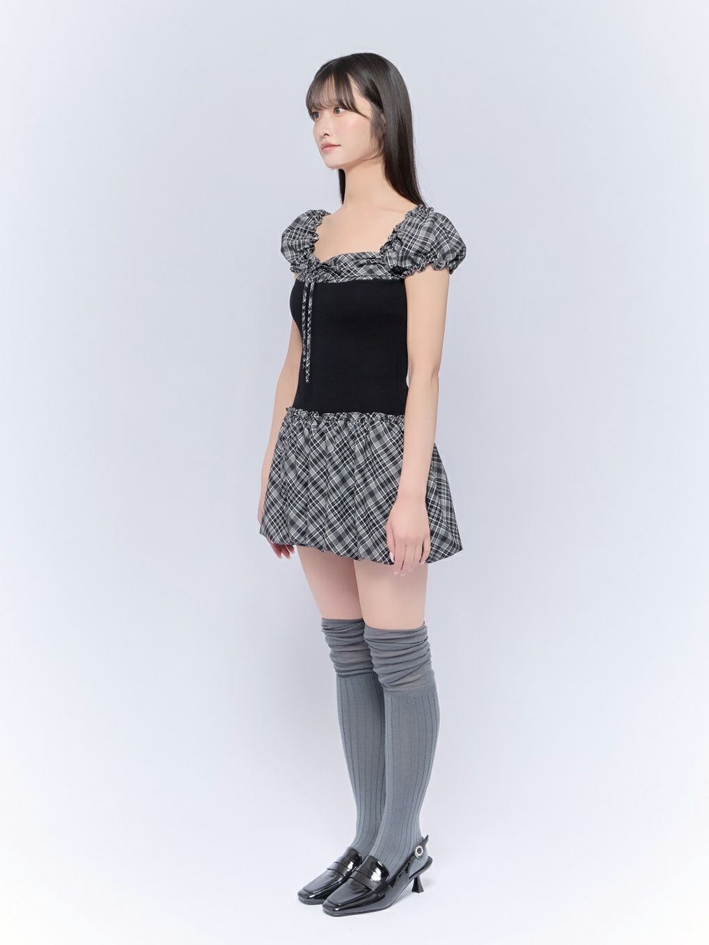 【BUBBLES】バルーンチェックワンピース