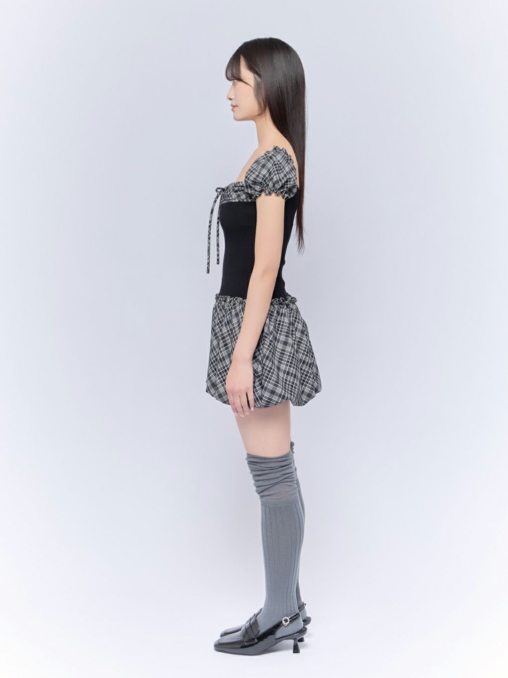 【BUBBLES】バルーンチェックワンピース