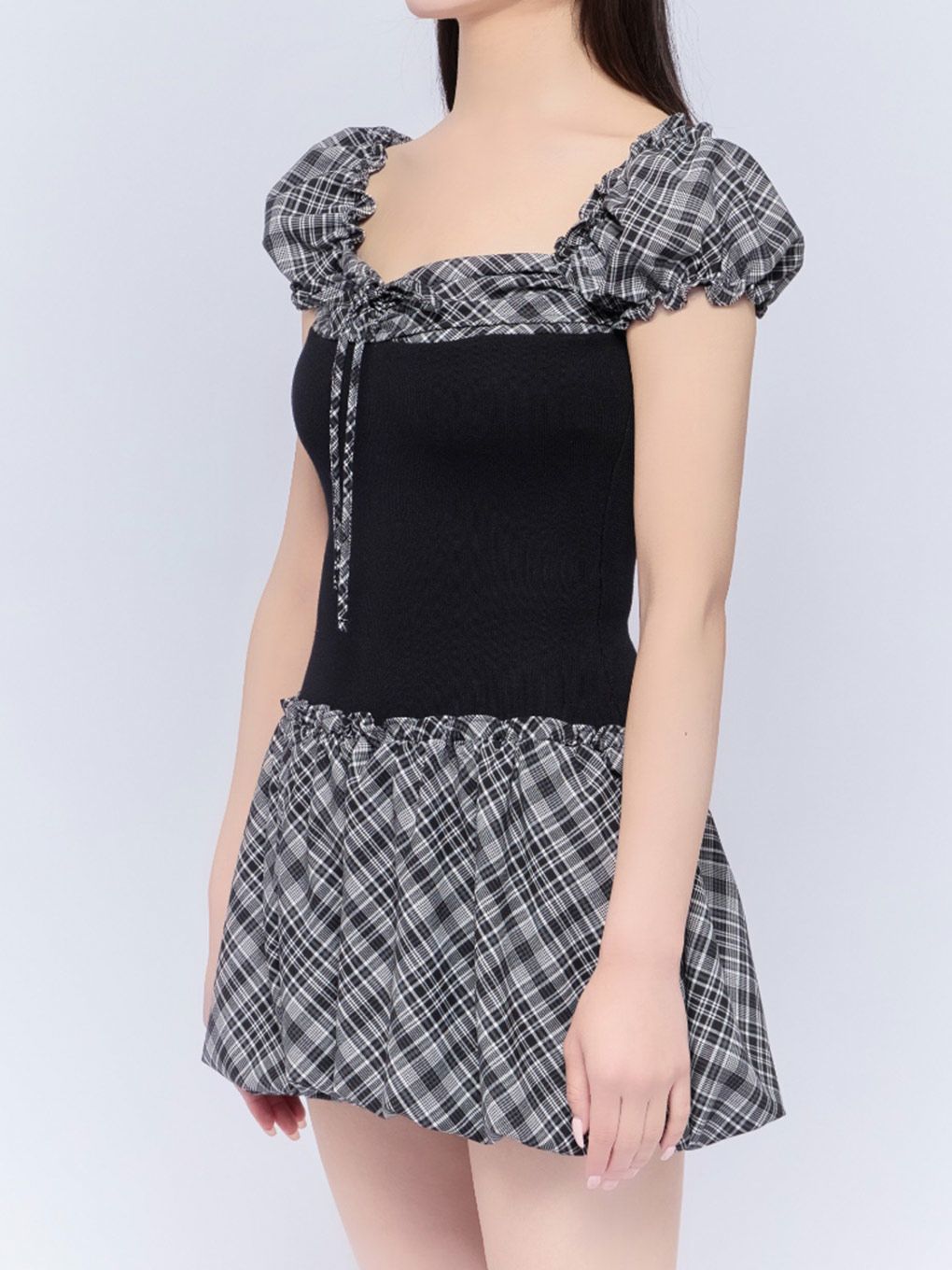 【BUBBLES】バルーンチェックワンピース