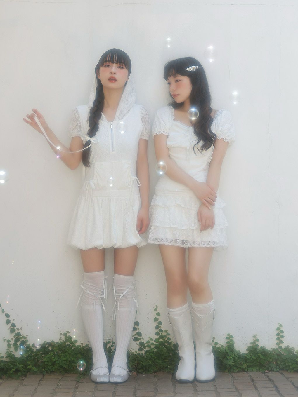 【BUBBLES】レースパーカーバルーンワンピース