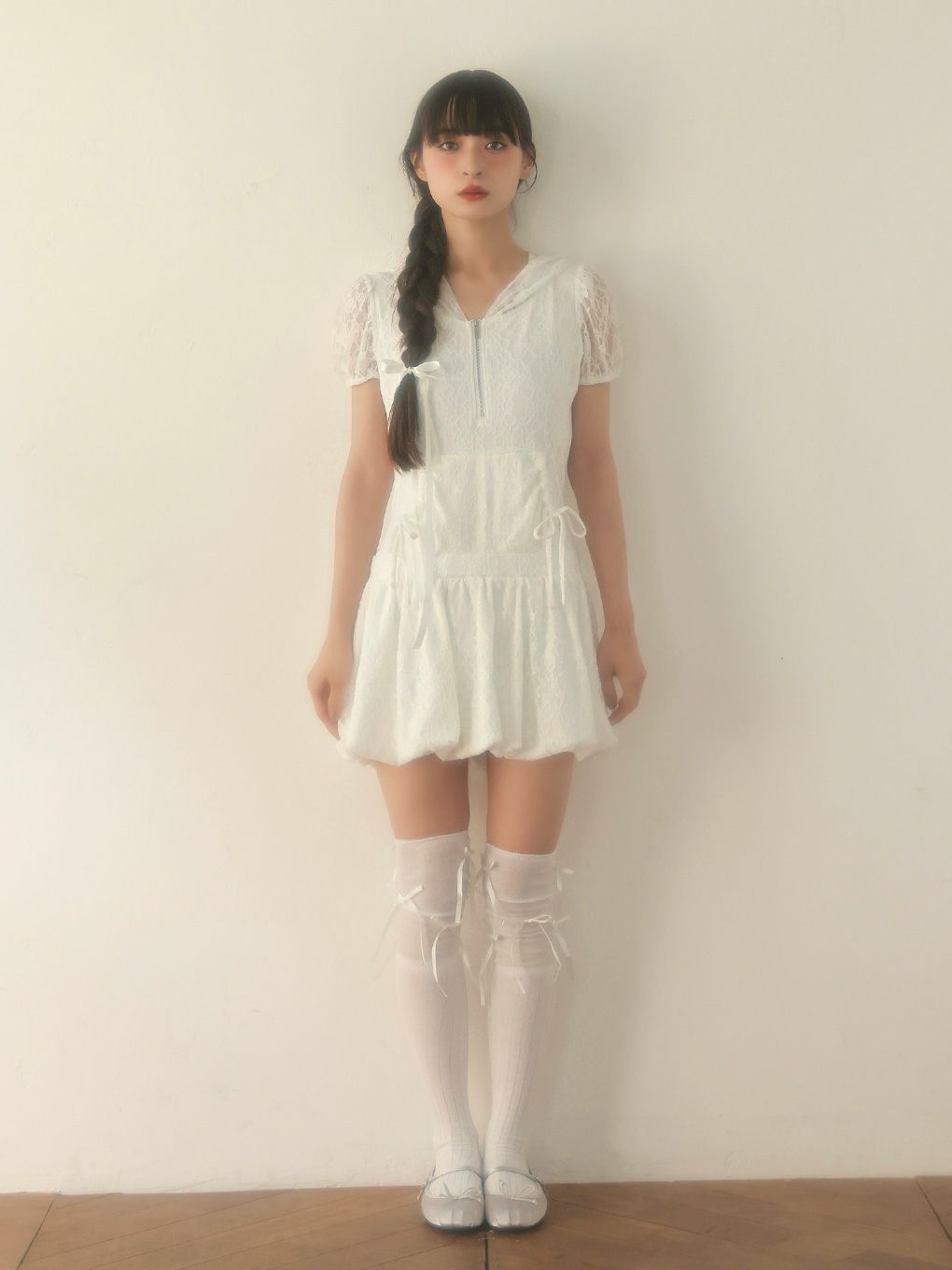 【BUBBLES】レースパーカーバルーンワンピース