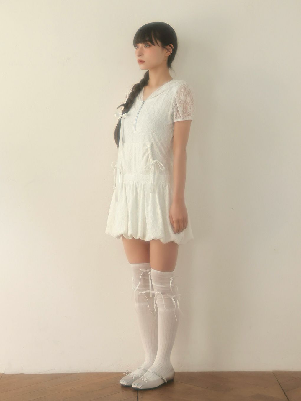 【BUBBLES】レースパーカーバルーンワンピース