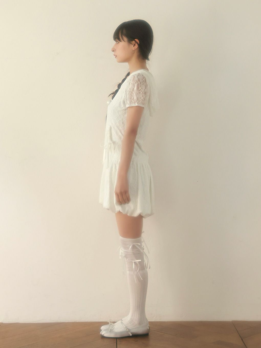 【BUBBLES】レースパーカーバルーンワンピース
