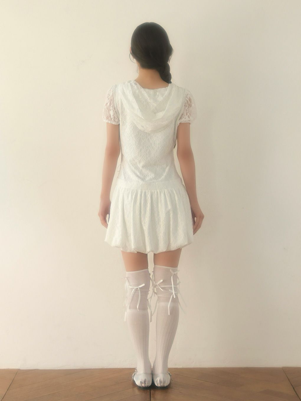 【BUBBLES】レースパーカーバルーンワンピース