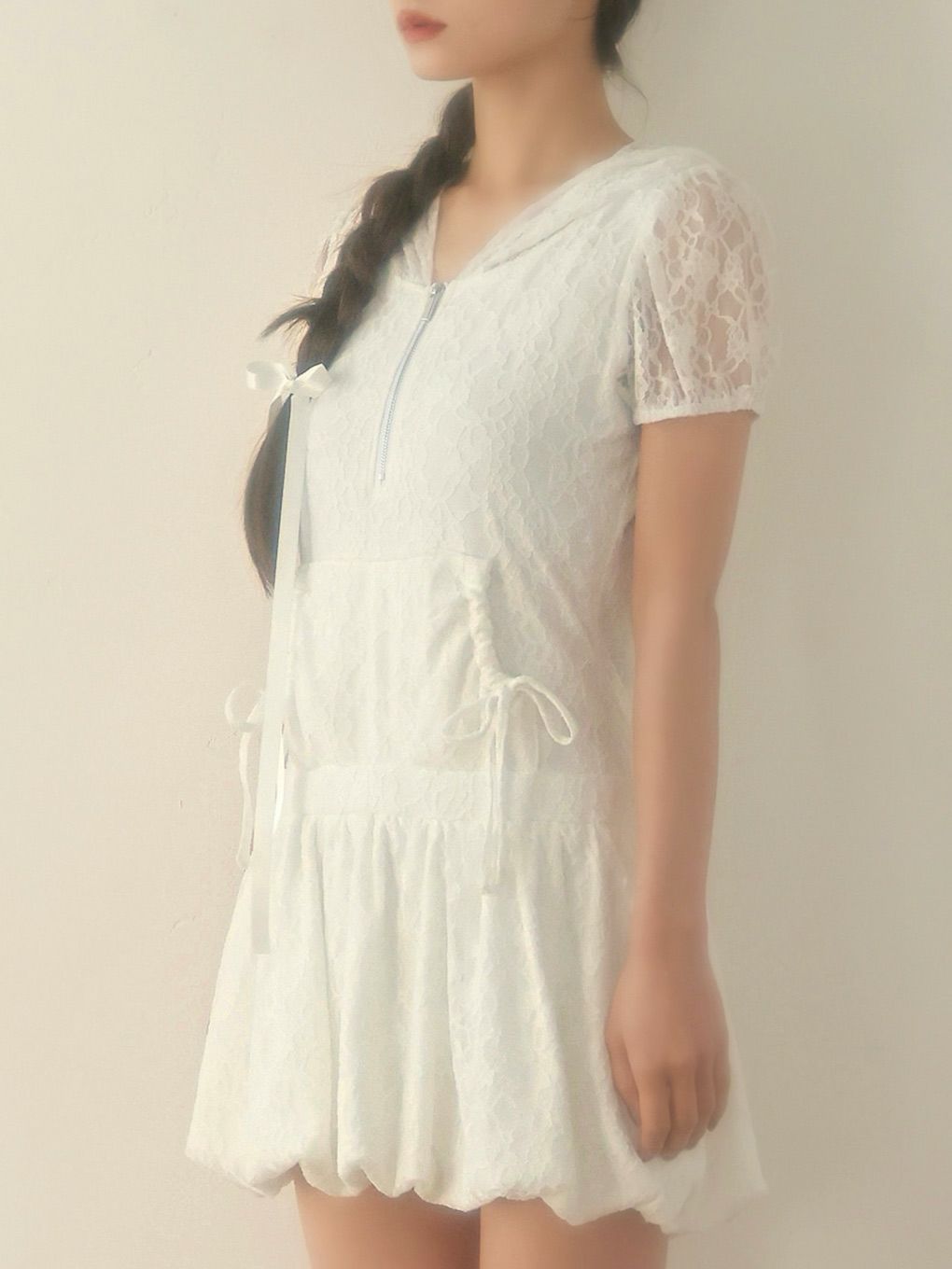 【BUBBLES】レースパーカーバルーンワンピース