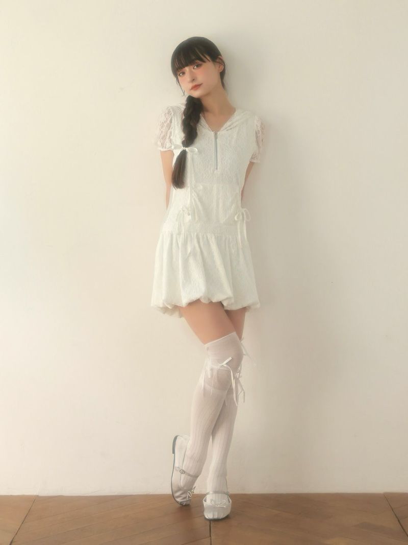 bubbles ポロバルーンワンピース ワンピース BUBBLES】レースパーカーバルーンワンピース | sparkling mall