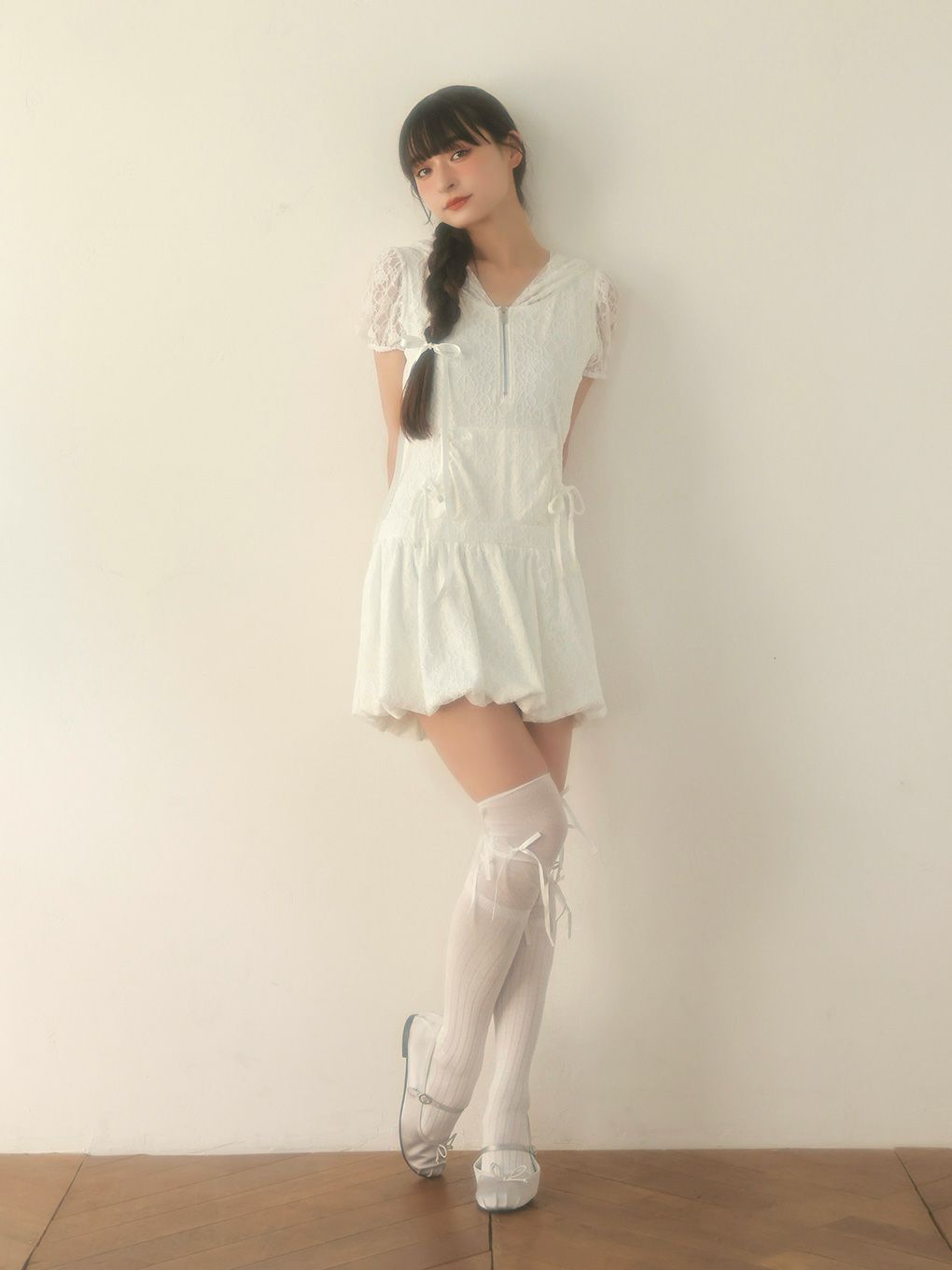 【BUBBLES】レースパーカーバルーンワンピース
