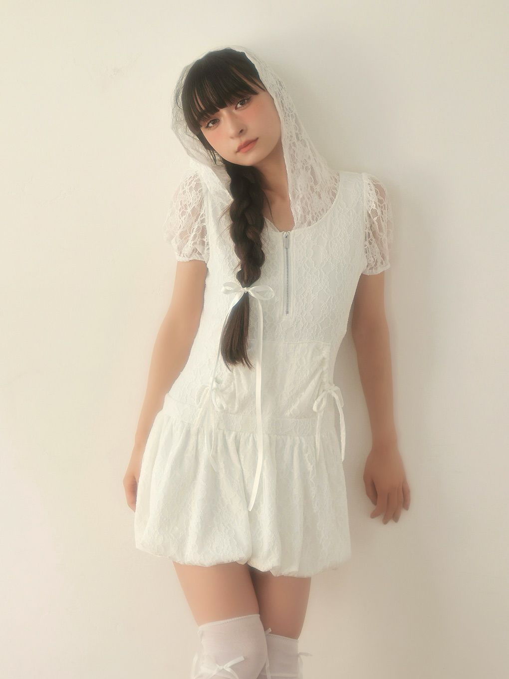 【BUBBLES】レースパーカーバルーンワンピース
