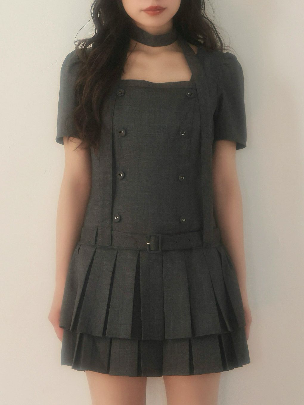 【BUBBLES】スクエアプリーツワンピース