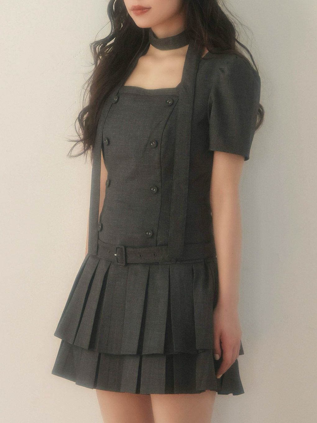 【BUBBLES】スクエアプリーツワンピース