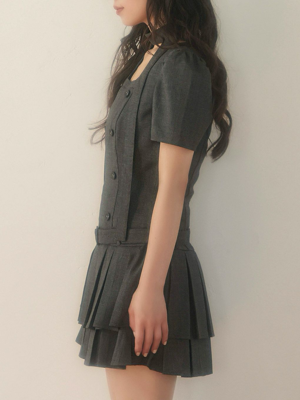 【BUBBLES】スクエアプリーツワンピース