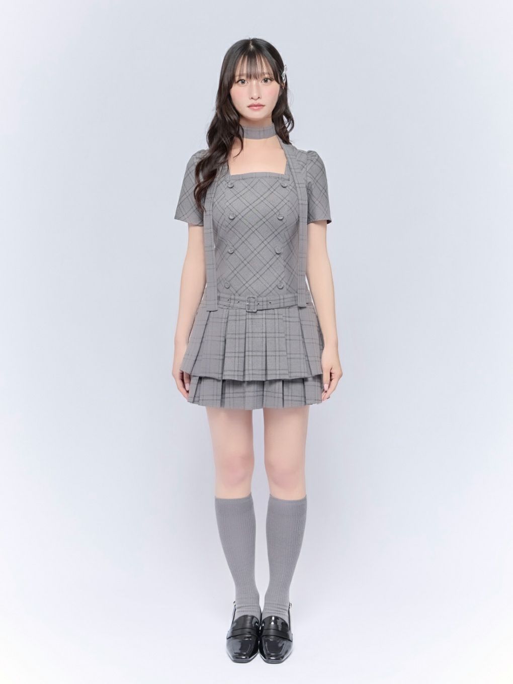 【BUBBLES】スクエアプリーツワンピース