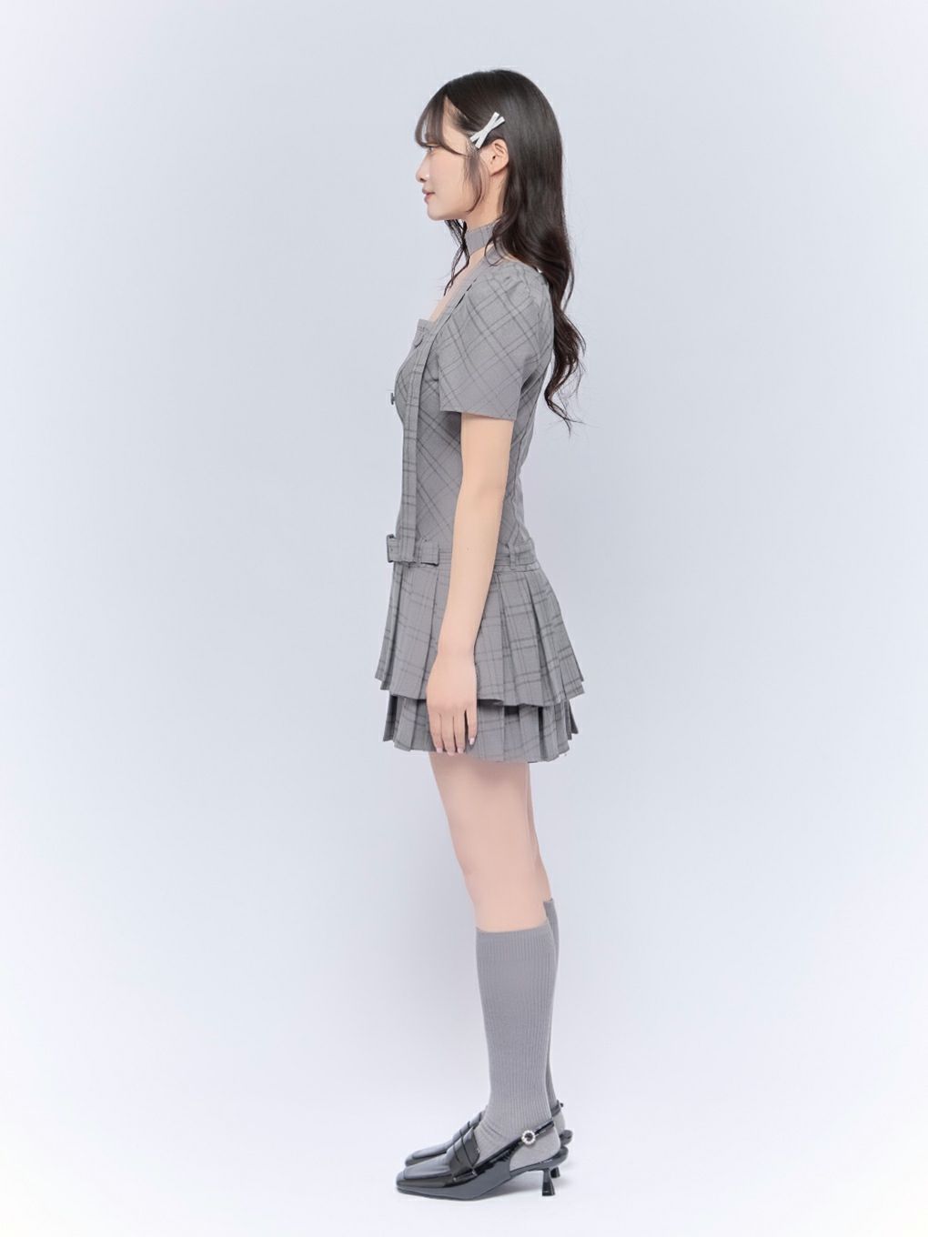 【BUBBLES】スクエアプリーツワンピース