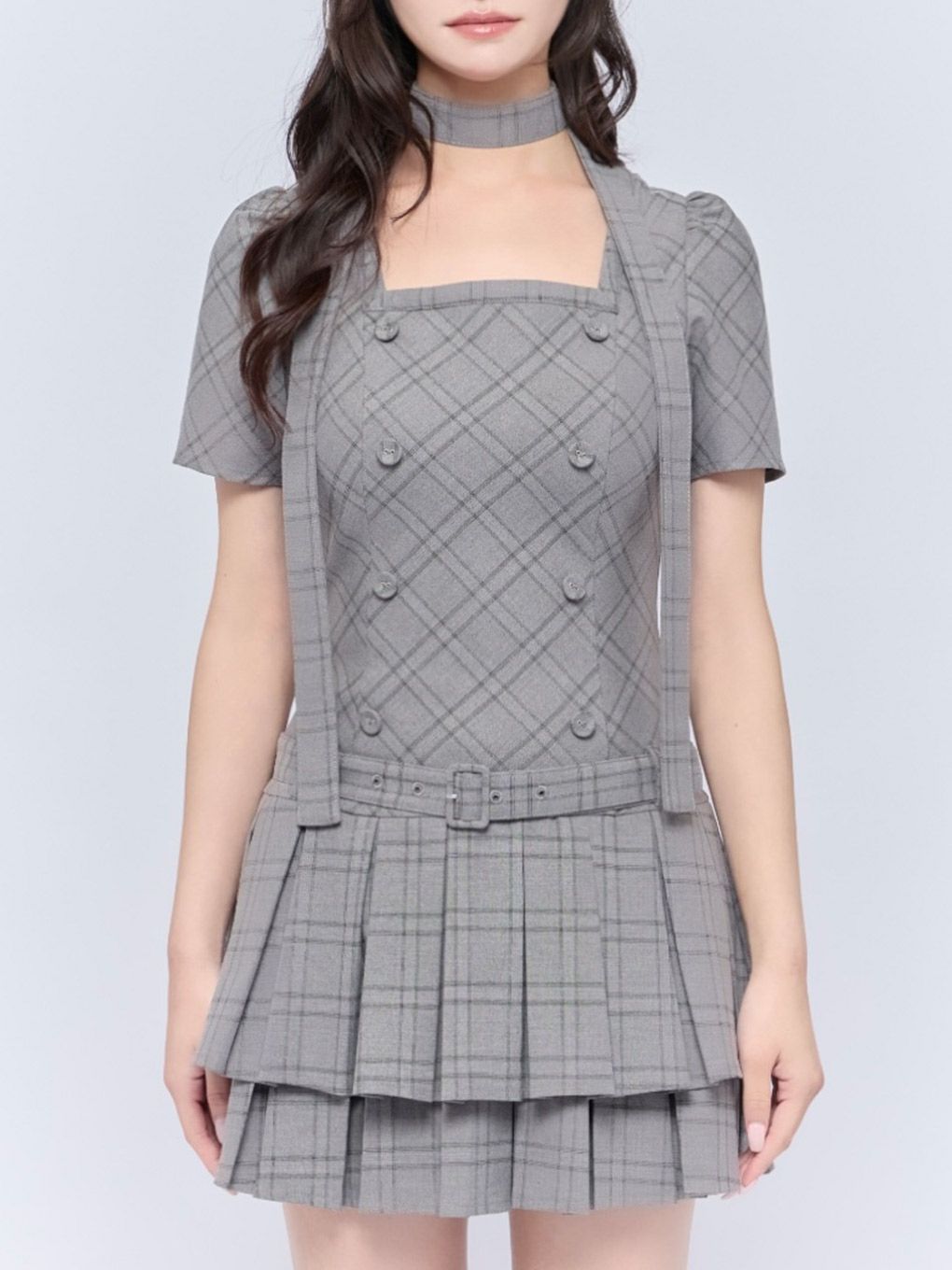 【BUBBLES】スクエアプリーツワンピース