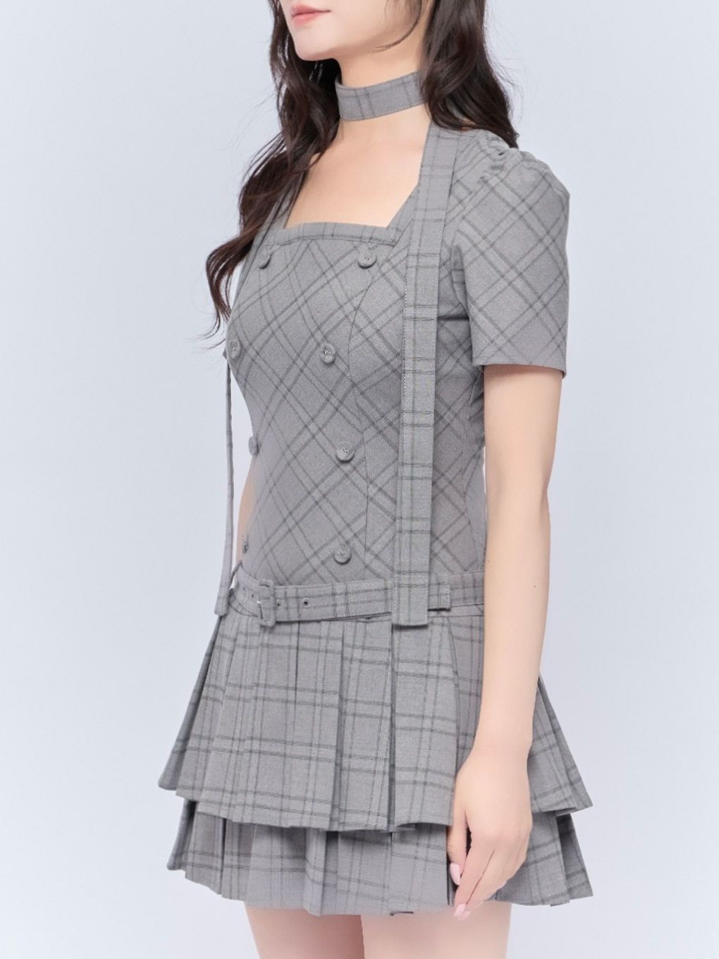 【BUBBLES】スクエアプリーツワンピース