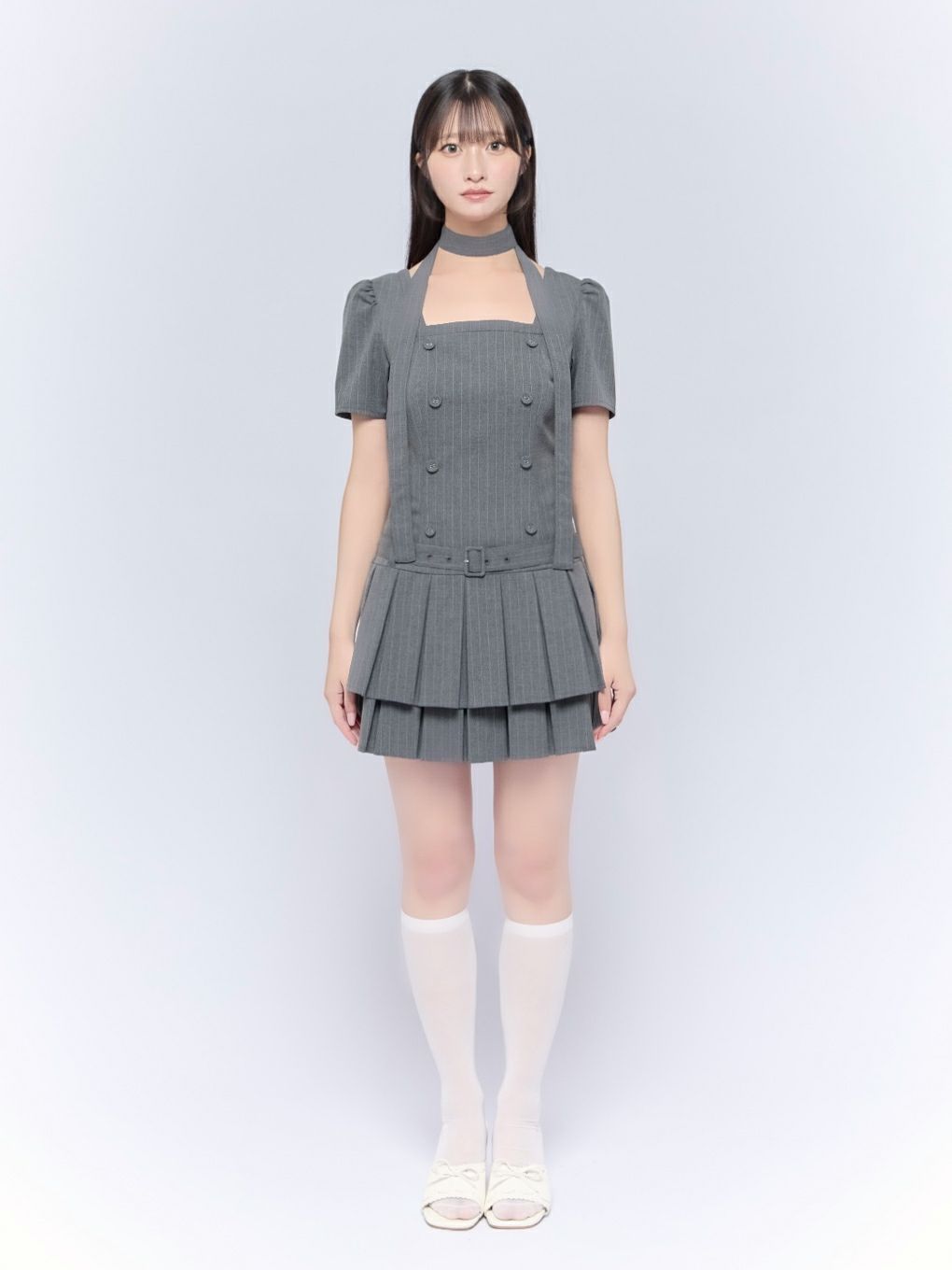 【BUBBLES】スクエアプリーツワンピース