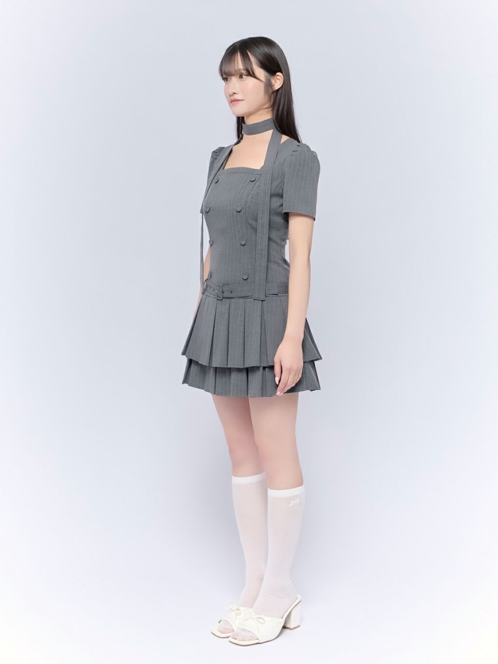 【BUBBLES】スクエアプリーツワンピース