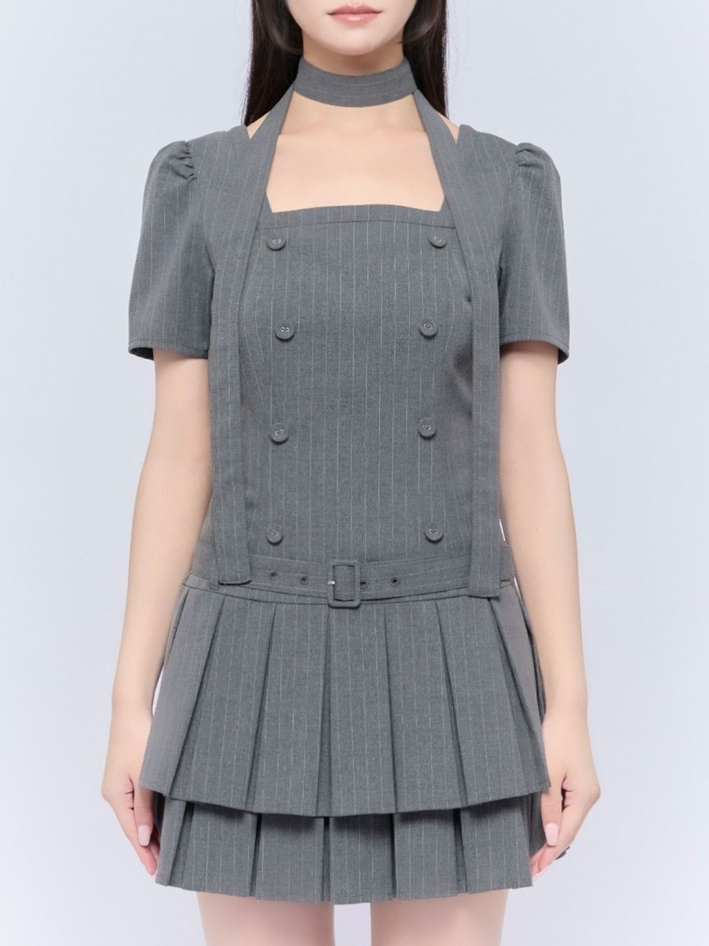 【BUBBLES】スクエアプリーツワンピース