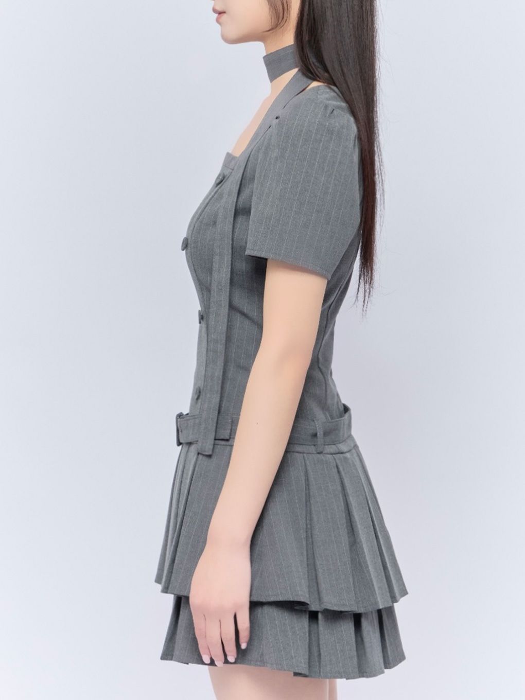 【BUBBLES】スクエアプリーツワンピース