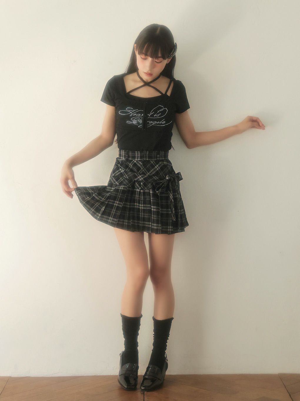 【BUBBLES】リボンプリーツスカパン