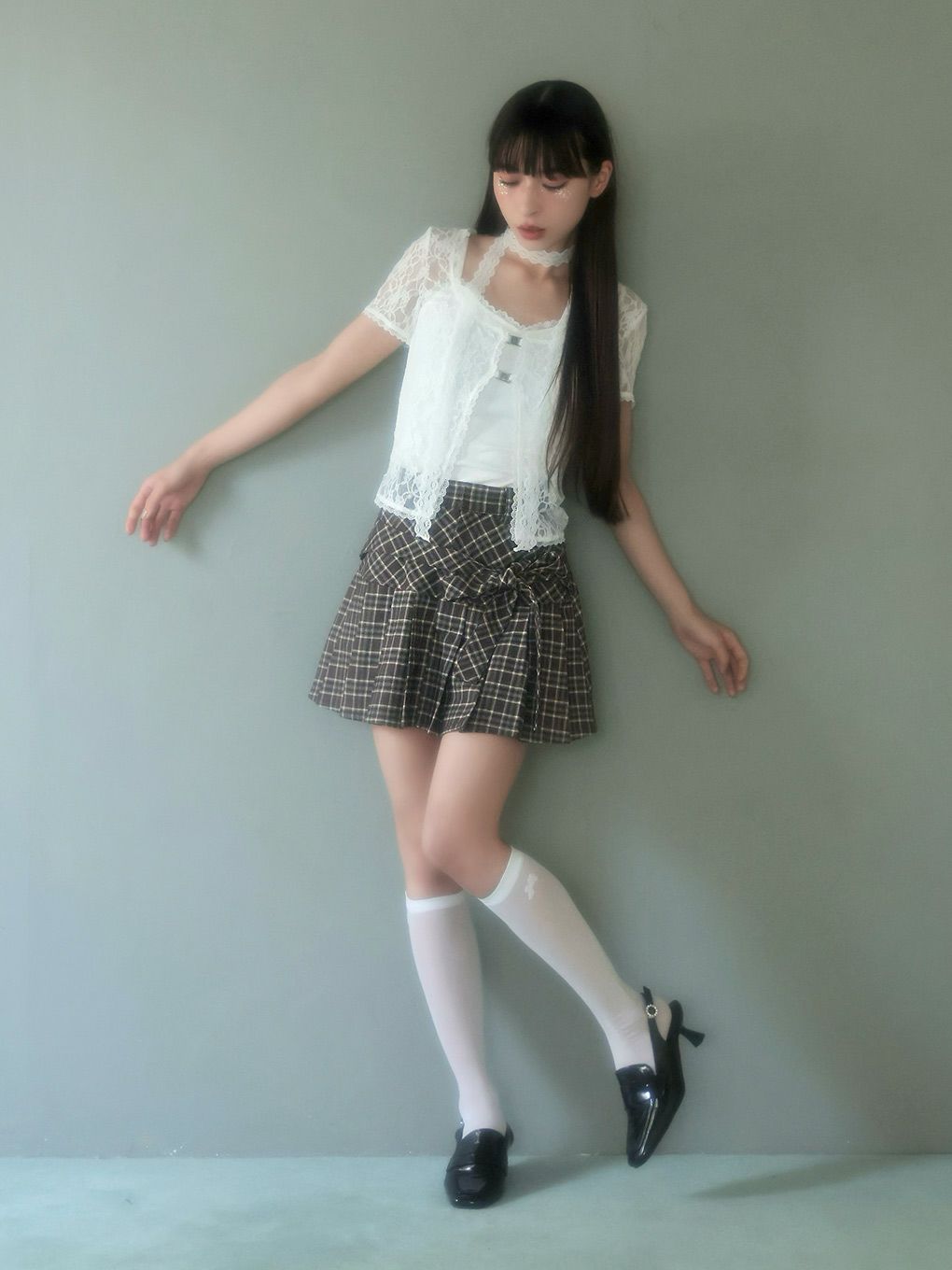 【BUBBLES】リボンプリーツスカパン