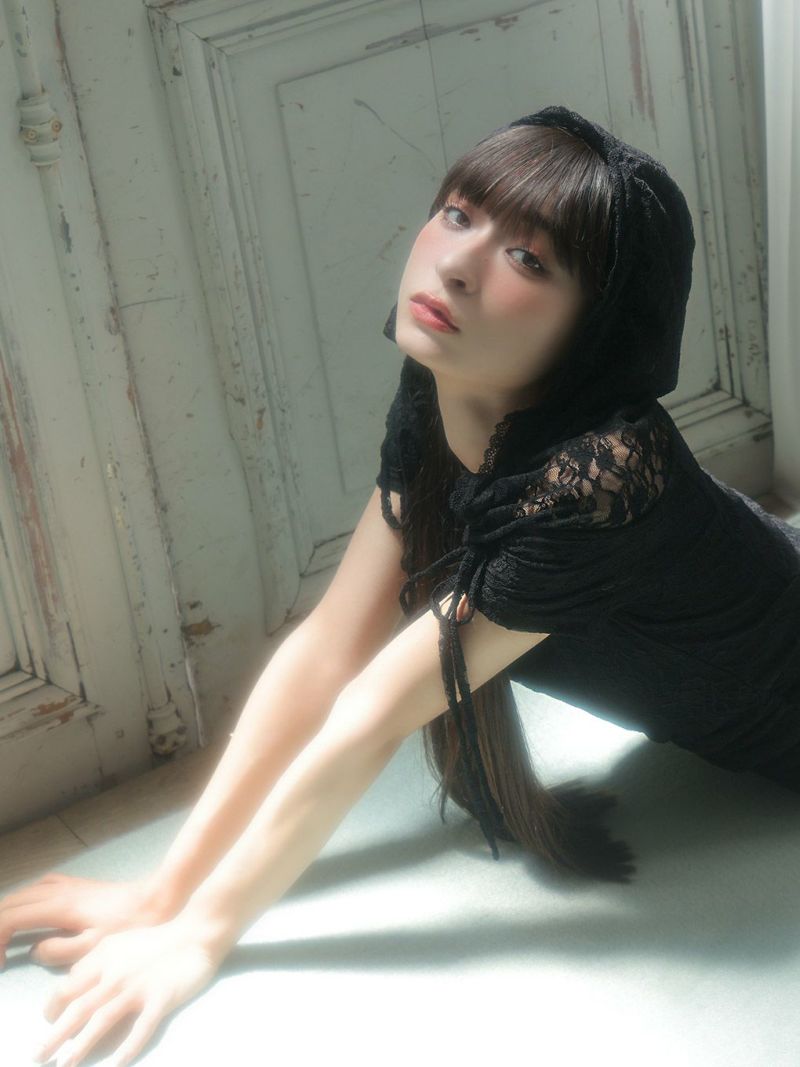bubbles レースフーディートップス グレー BUBBLES】リボンフーディートップス | sparkling mall online store
