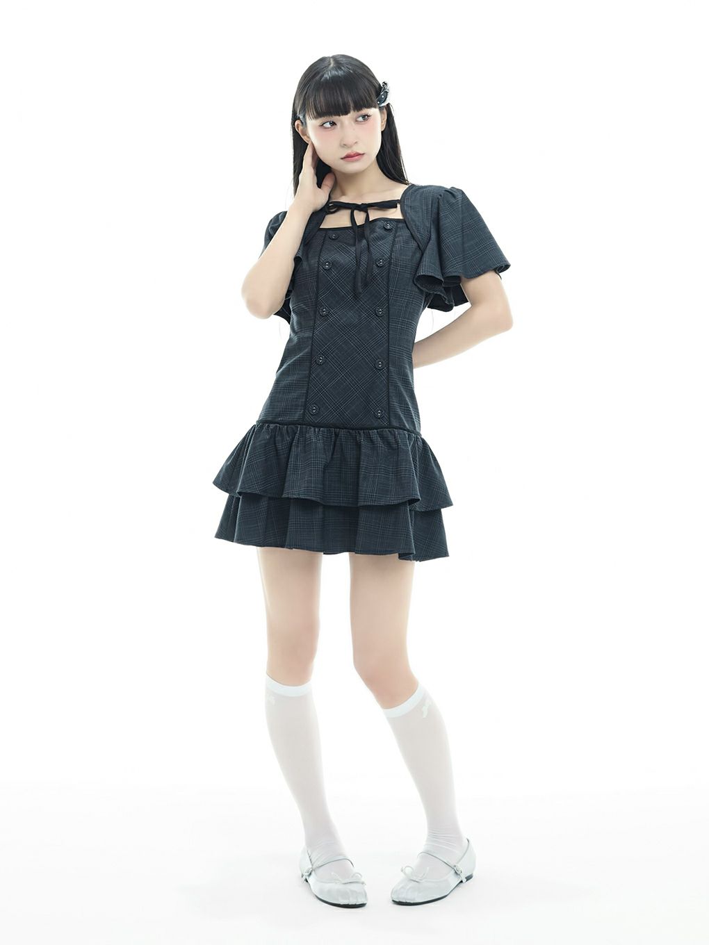 【BUBBLES】フレアティアードワンピース