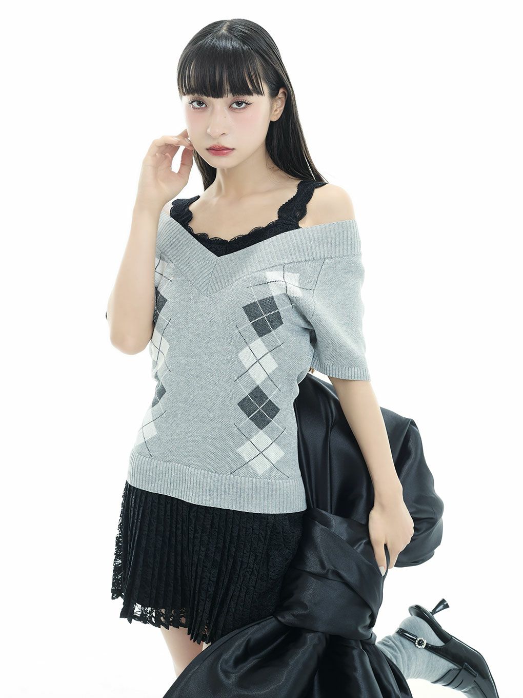 【BUBBLES】レイヤードプリーツワンピース