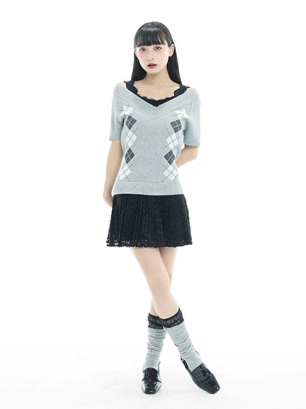 【BUBBLES】レイヤードプリーツワンピース