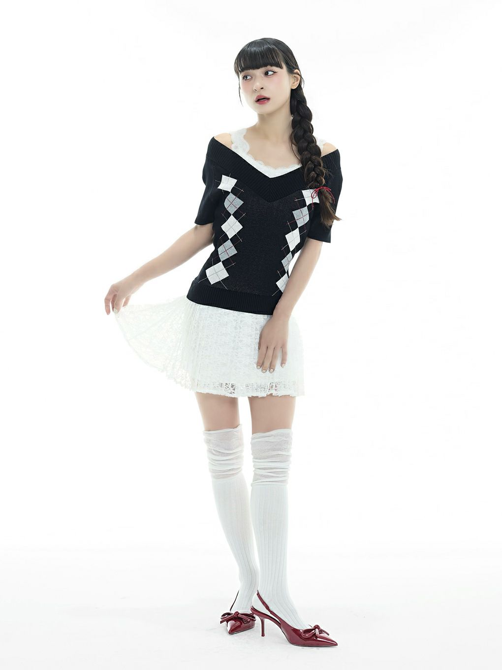 【BUBBLES】レイヤードプリーツワンピース