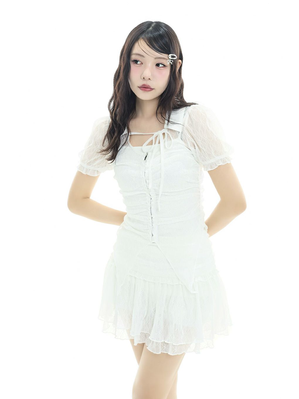 【BUBBLES】ギャザーフレアレーススカパン