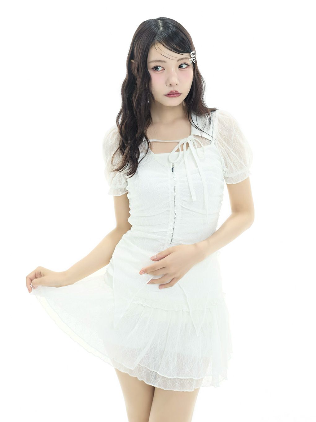 【BUBBLES】ギャザーフレアレーススカパン