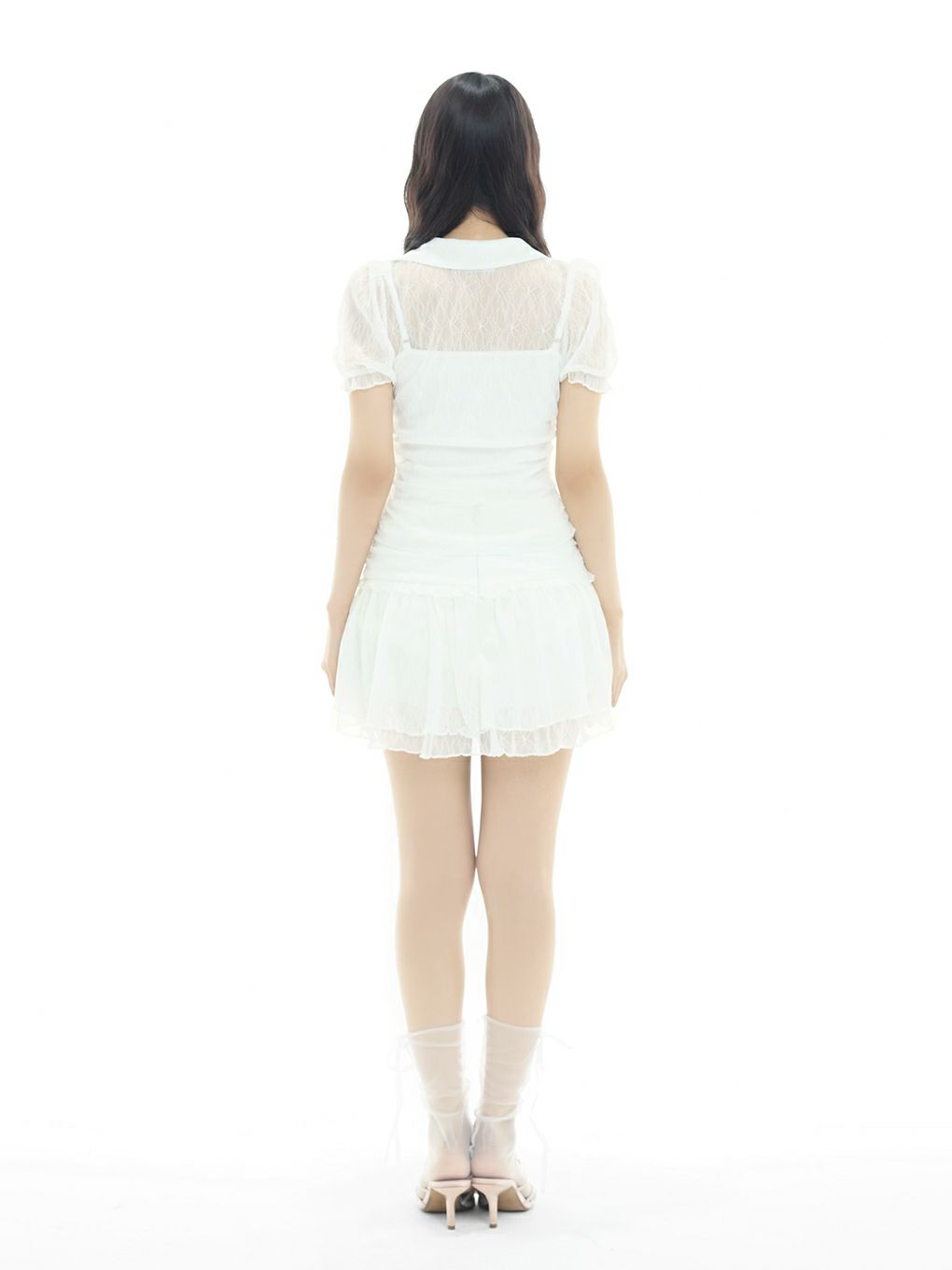 【BUBBLES】ギャザーフレアレーススカパン