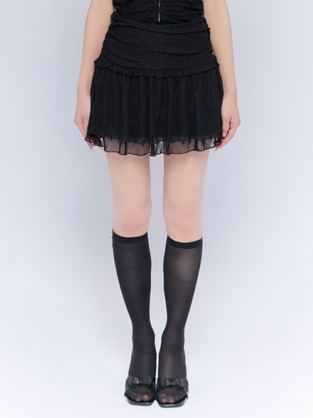 【BUBBLES】ギャザーフレアレーススカパン